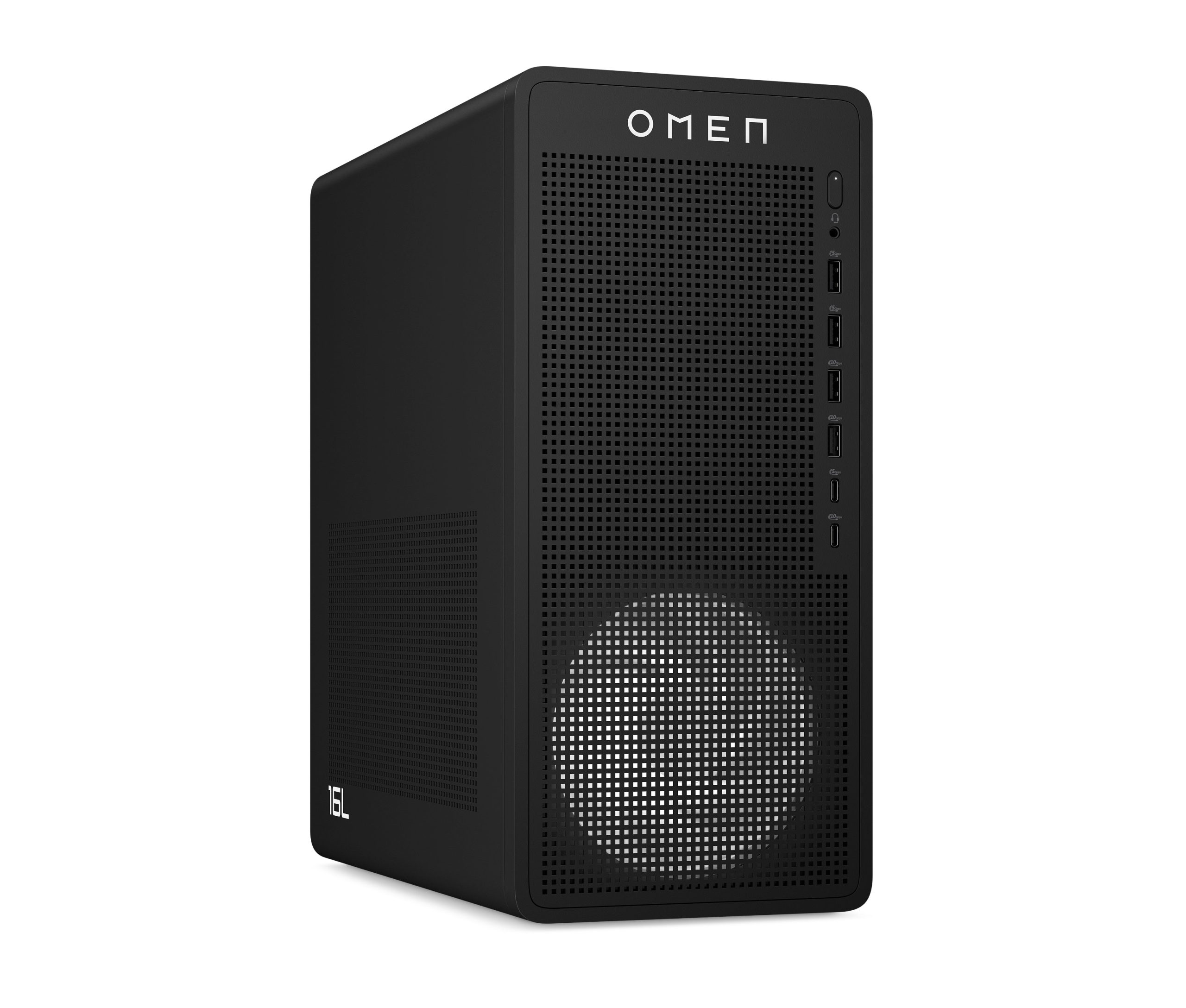 OMEN 16L Gaming Desktop TG03-0055m PC. Windows 11 Home. AMD Ryzen™ 5. 16GB RAM. 512GB SSD. AMD Radeon™ RX 7600. Black - Image 3